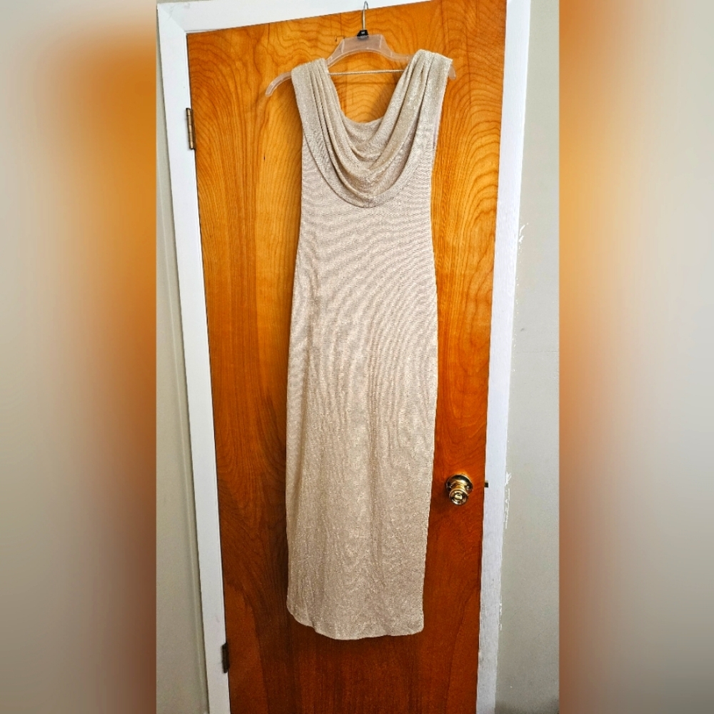Nightway champagne/gold color vintage dress